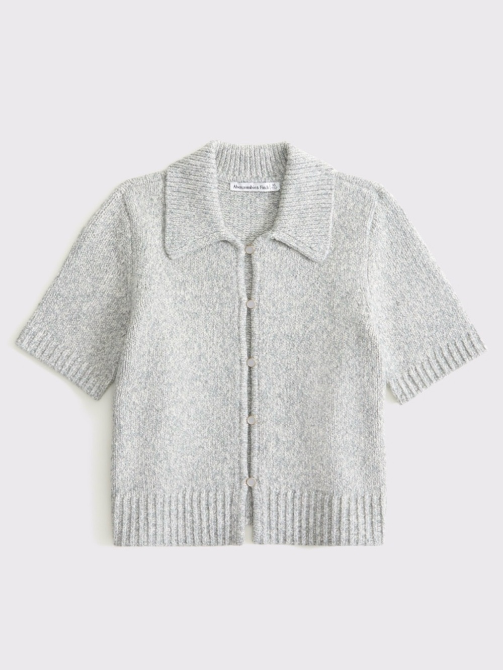 Abercrombie & Fitch Heather Gray Short-Sleeve Button Cardigan